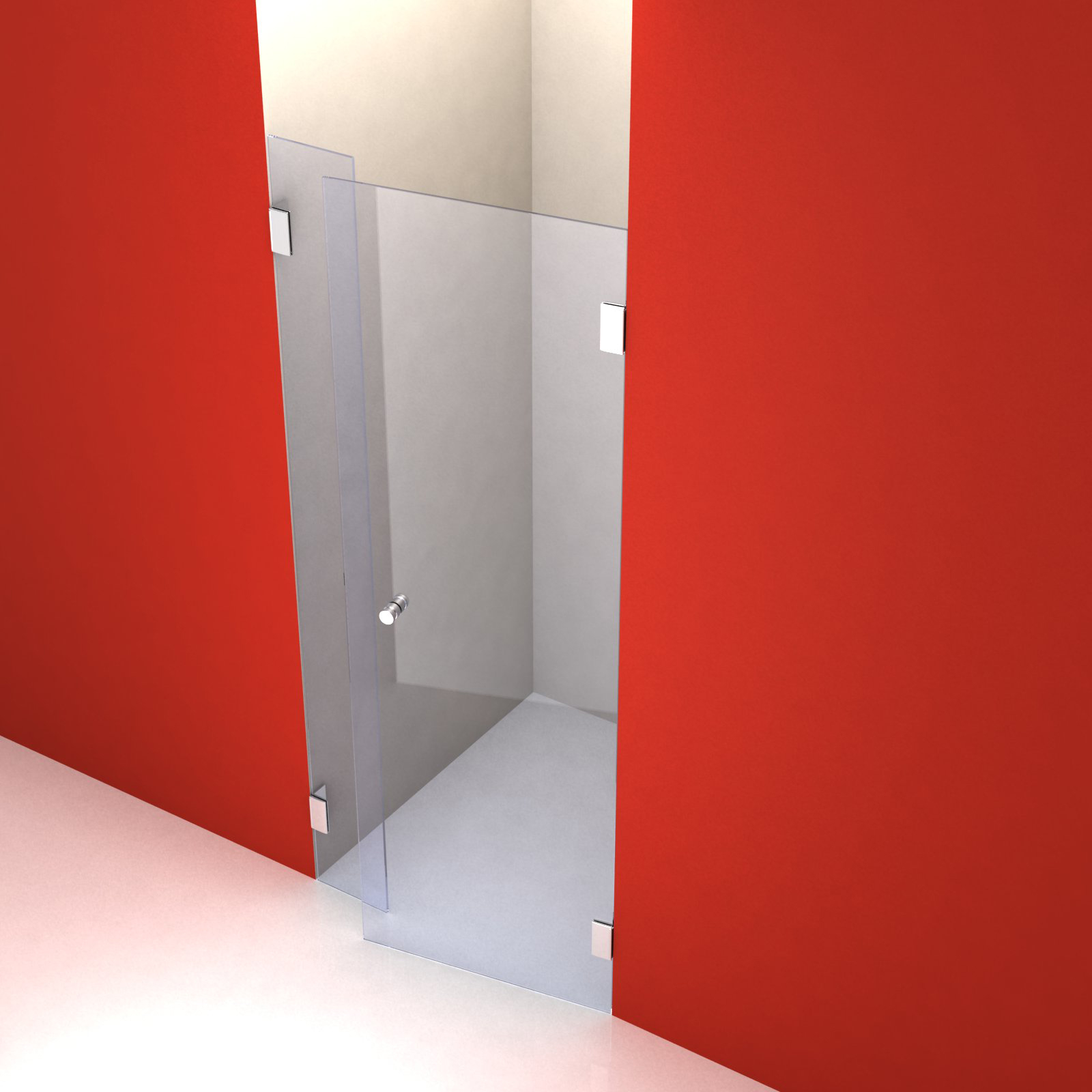 Echtglasdusche Typ 102 mit Anschlagtür Eingang rechts
