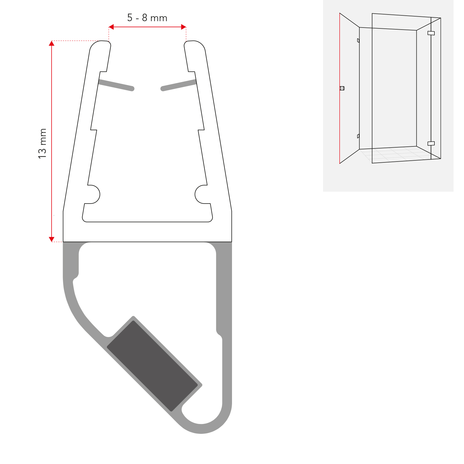 Magnetschienenset Typ 8851 für 90° (2x45°)