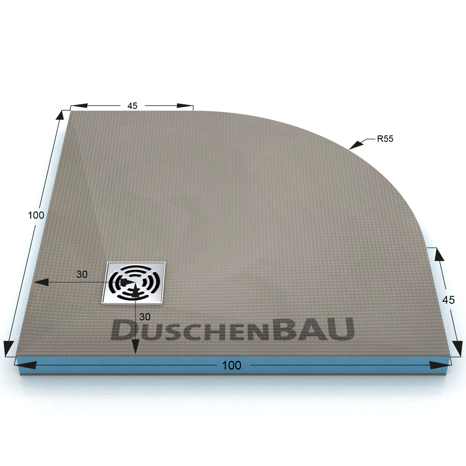 Duschelement 100x100 cm Profi Viertelkreis