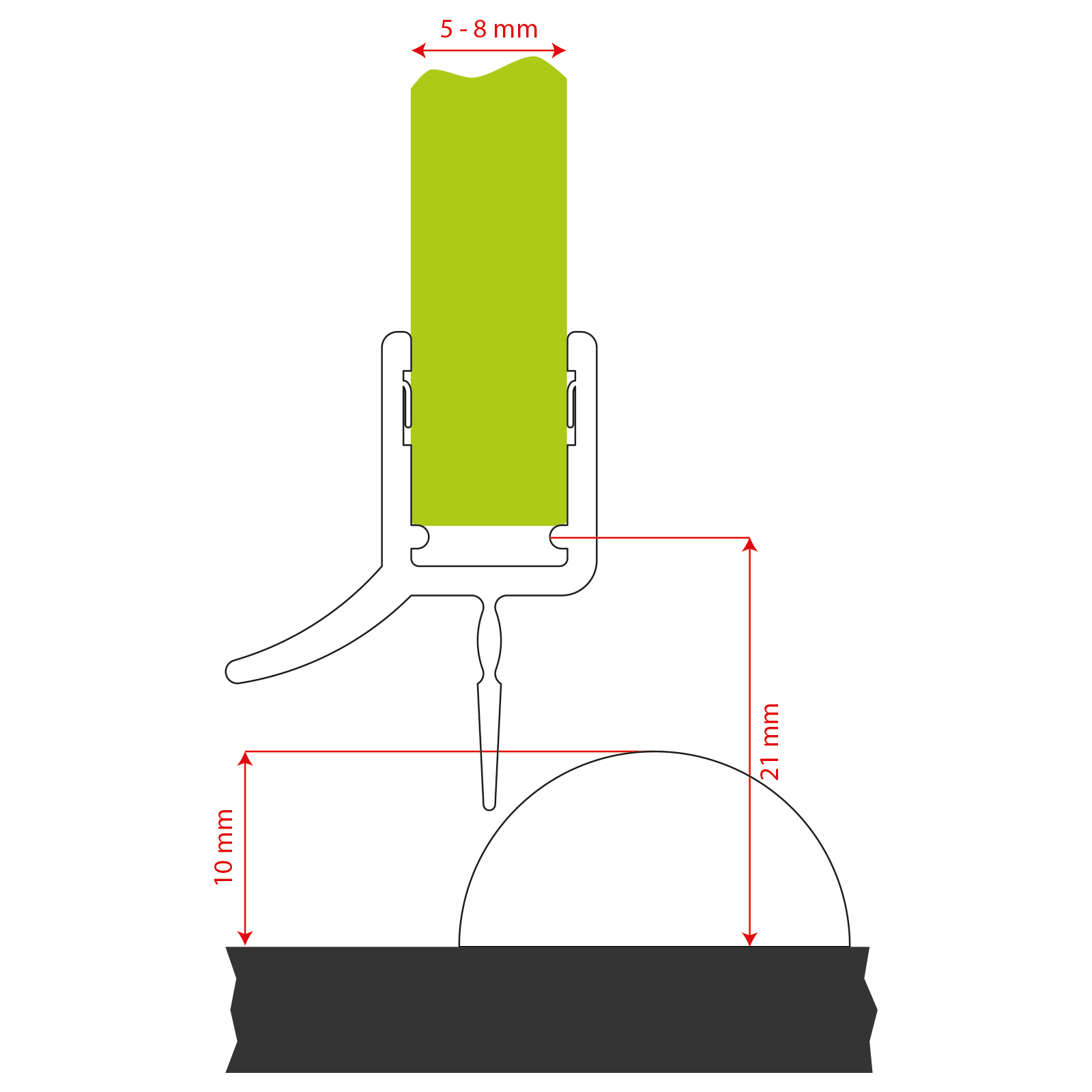 Duschdichtung Typ 8899 Vorgebogen